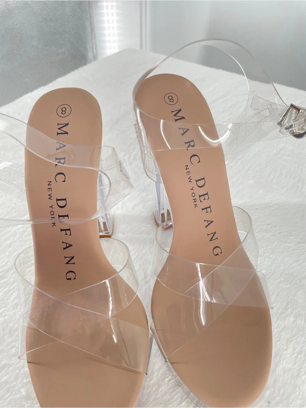 Clear Platform Block Heel Sandals - Transparent Straps
